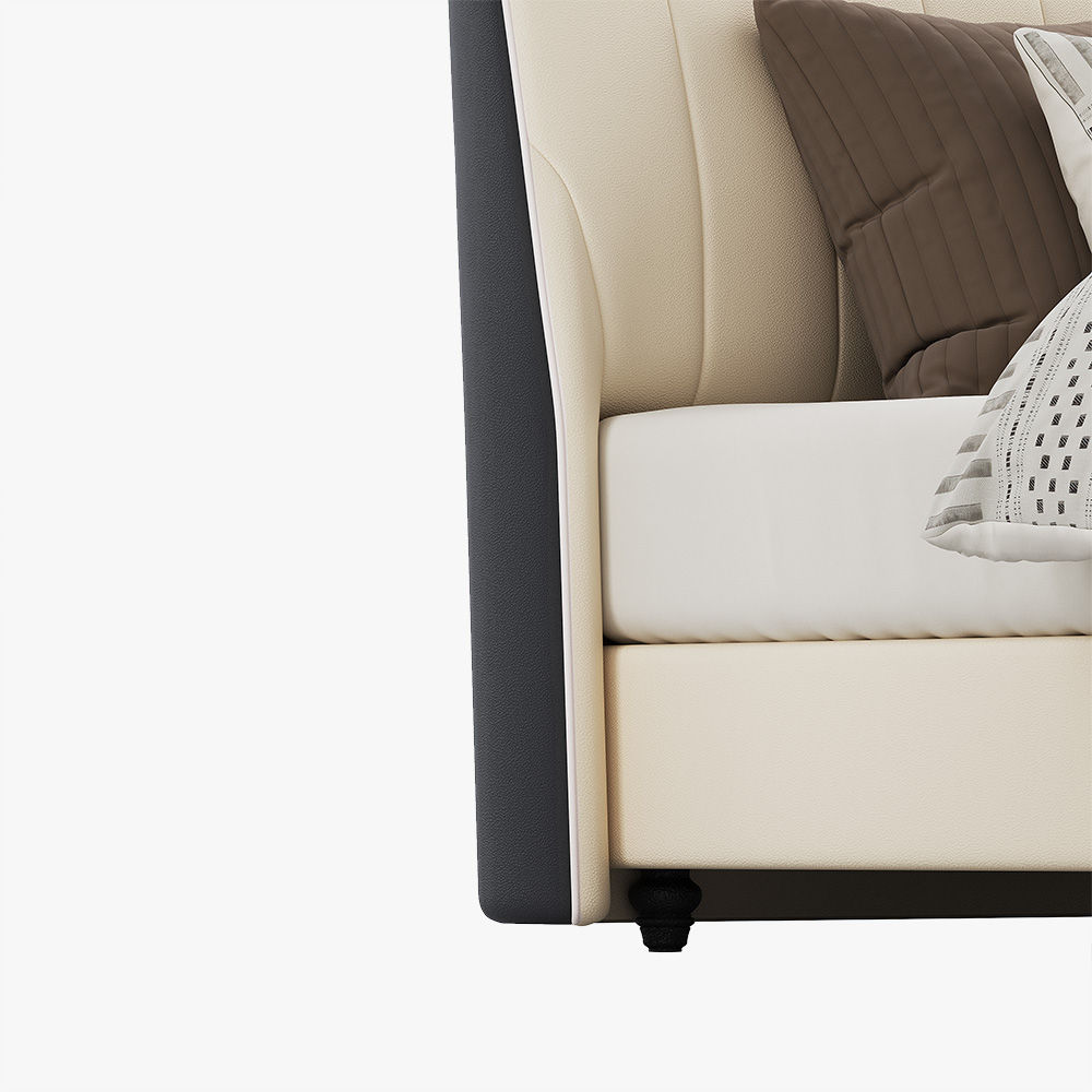 Mid Century Modern Beige Leather Beds