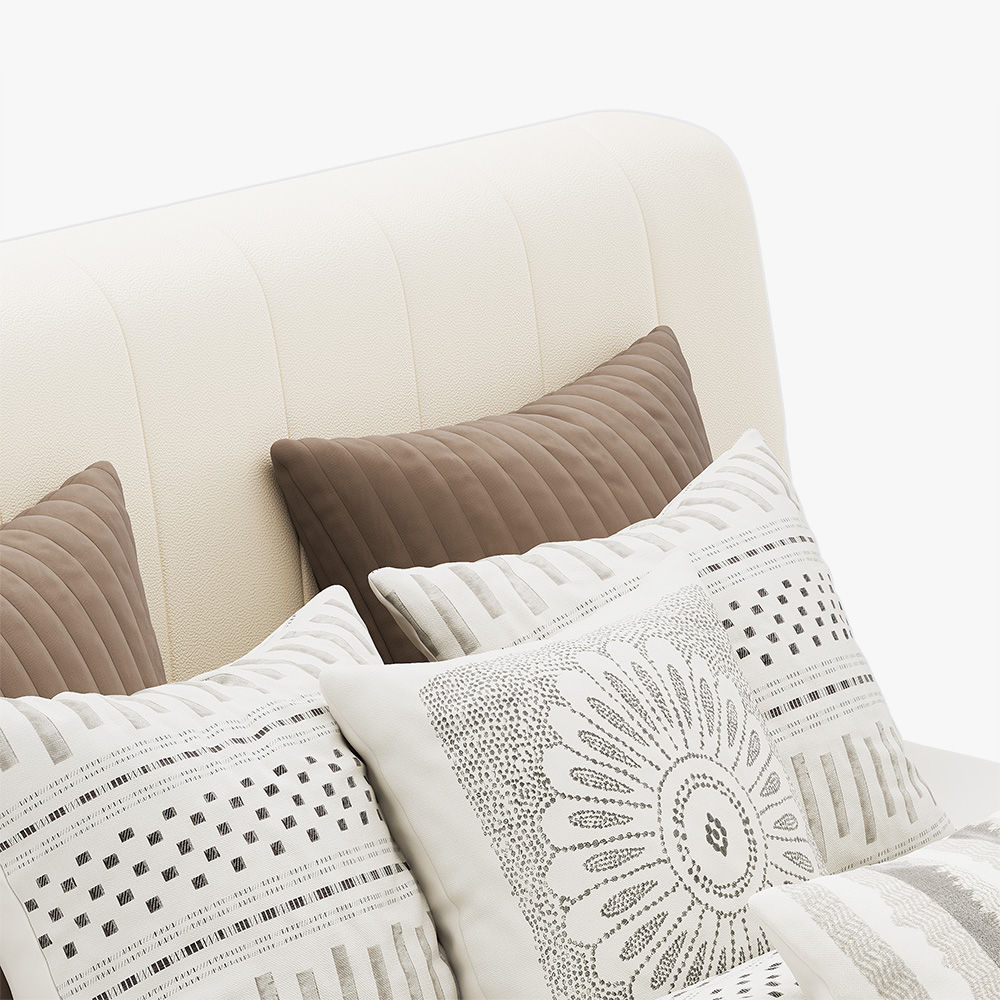 Mid Century Modern Beige Leather Beds