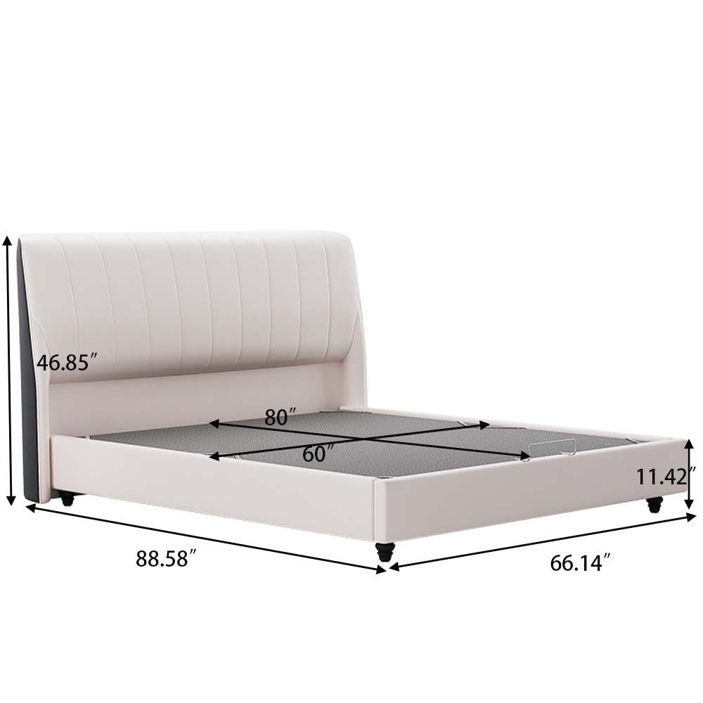 Leather Beige Leather Beds