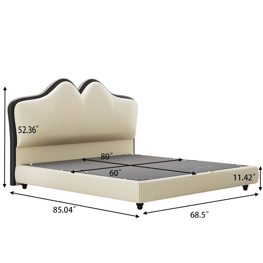 Mid Century Modern Beige Leather Beds