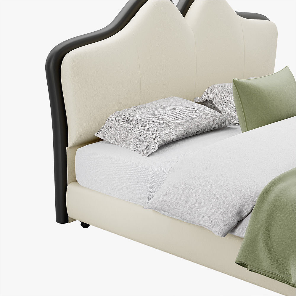 Mid Century Modern Beige Leather Beds