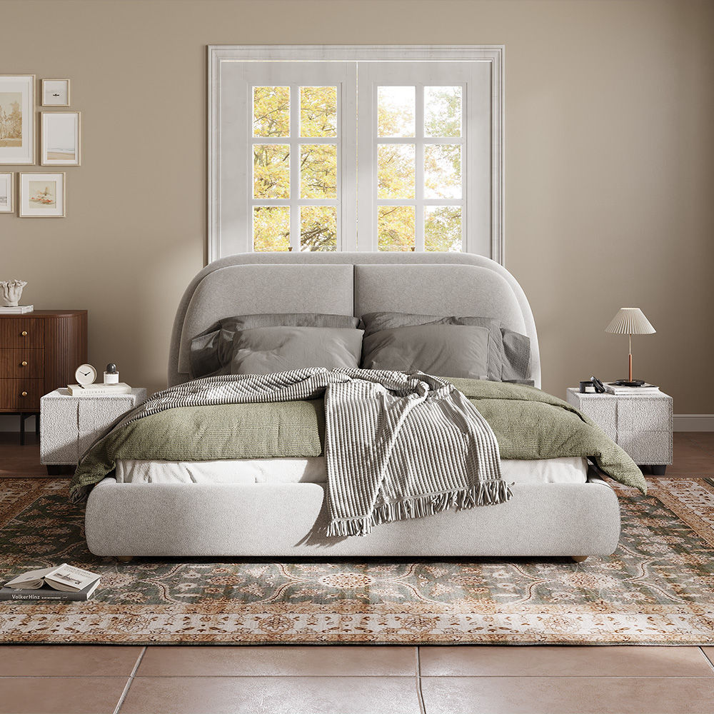 Modern Beige Fabric Beds