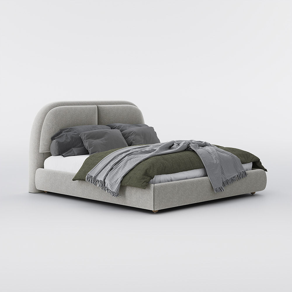 Modern Minimalist Beige Fabric Beds
