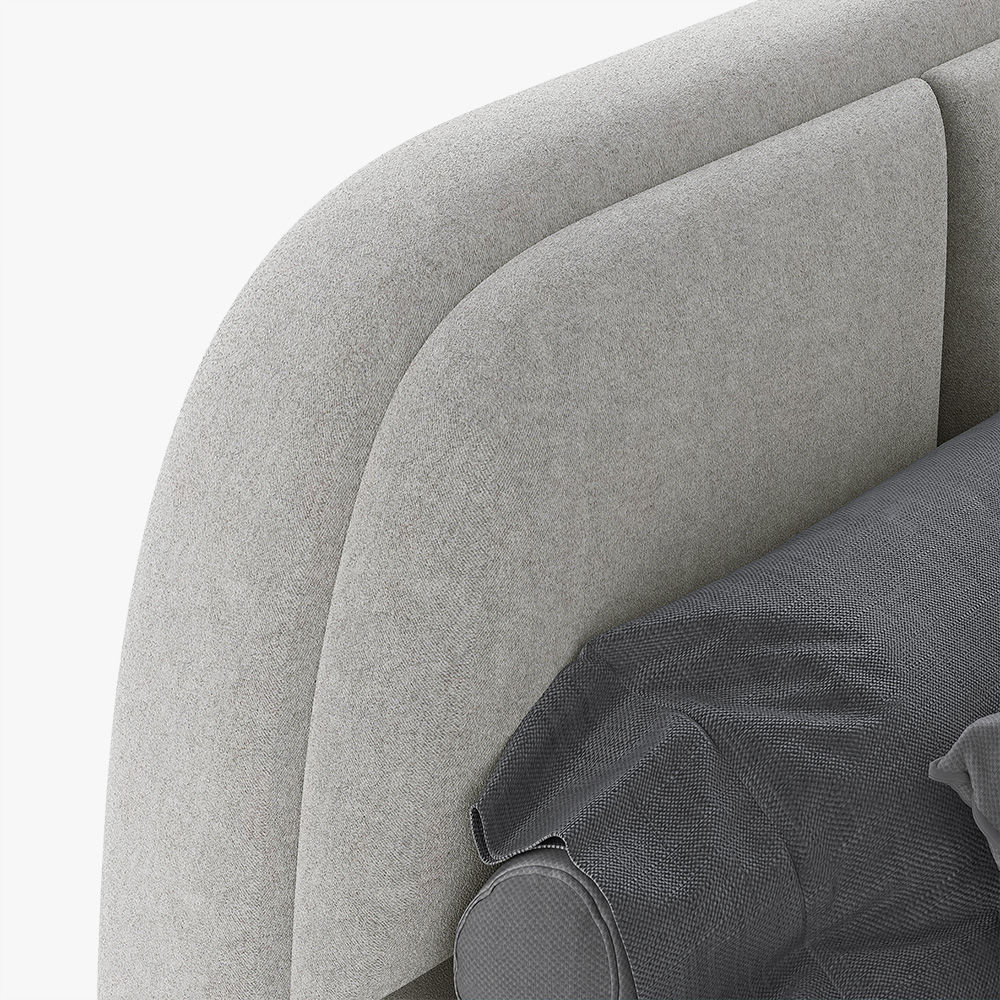 Modern Minimalist Beige Fabric Beds