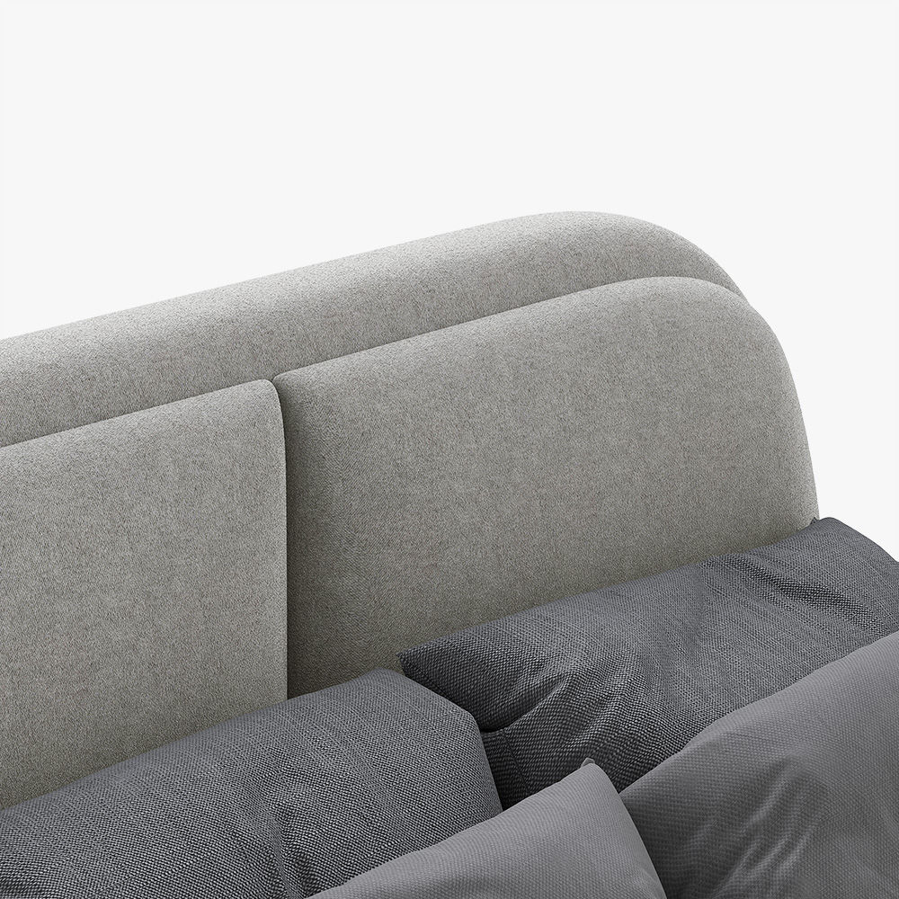 Modern Minimalist Beige Fabric Beds