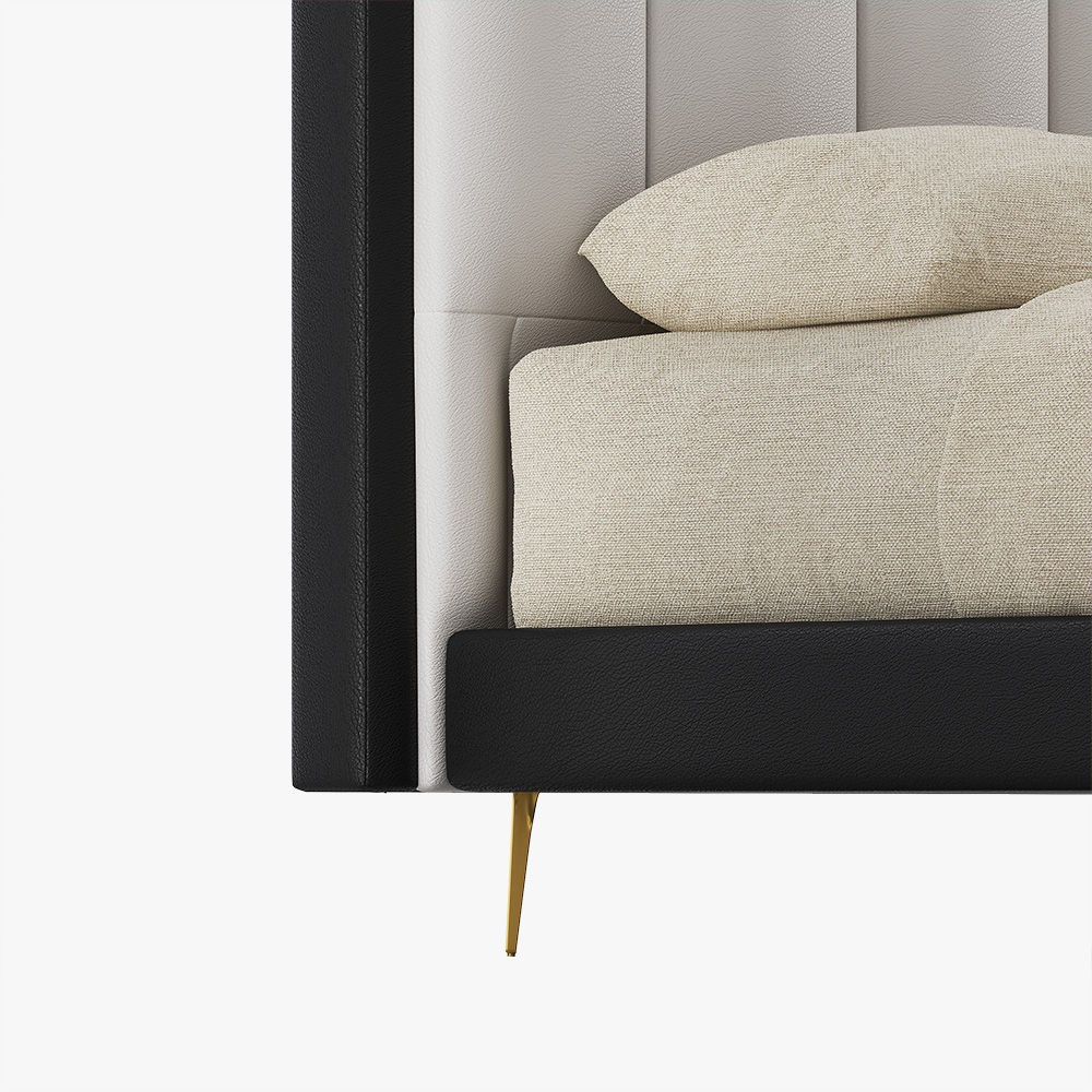Partly Assemble White & Black Leather Beds