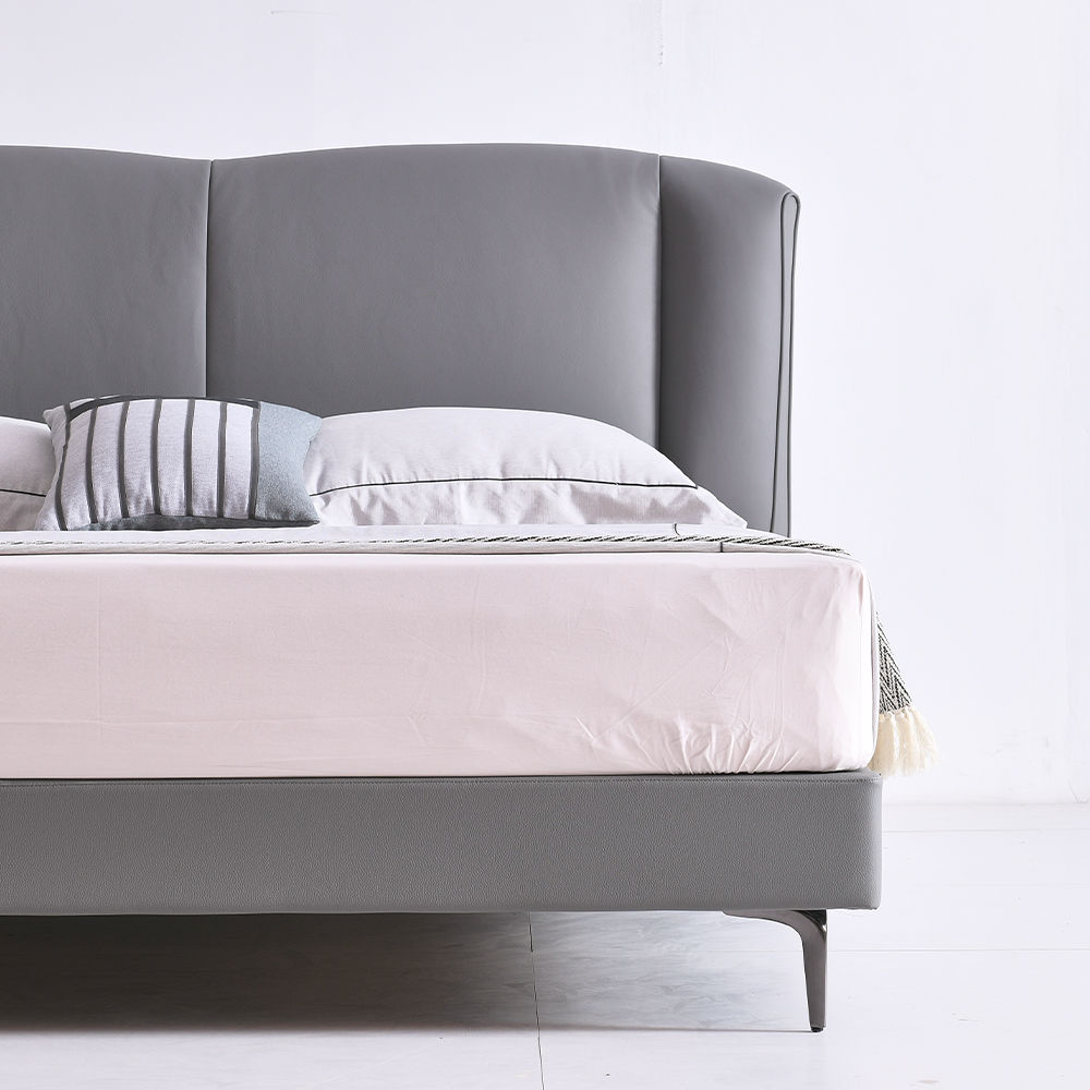 Leather Dark Gray Leather Beds