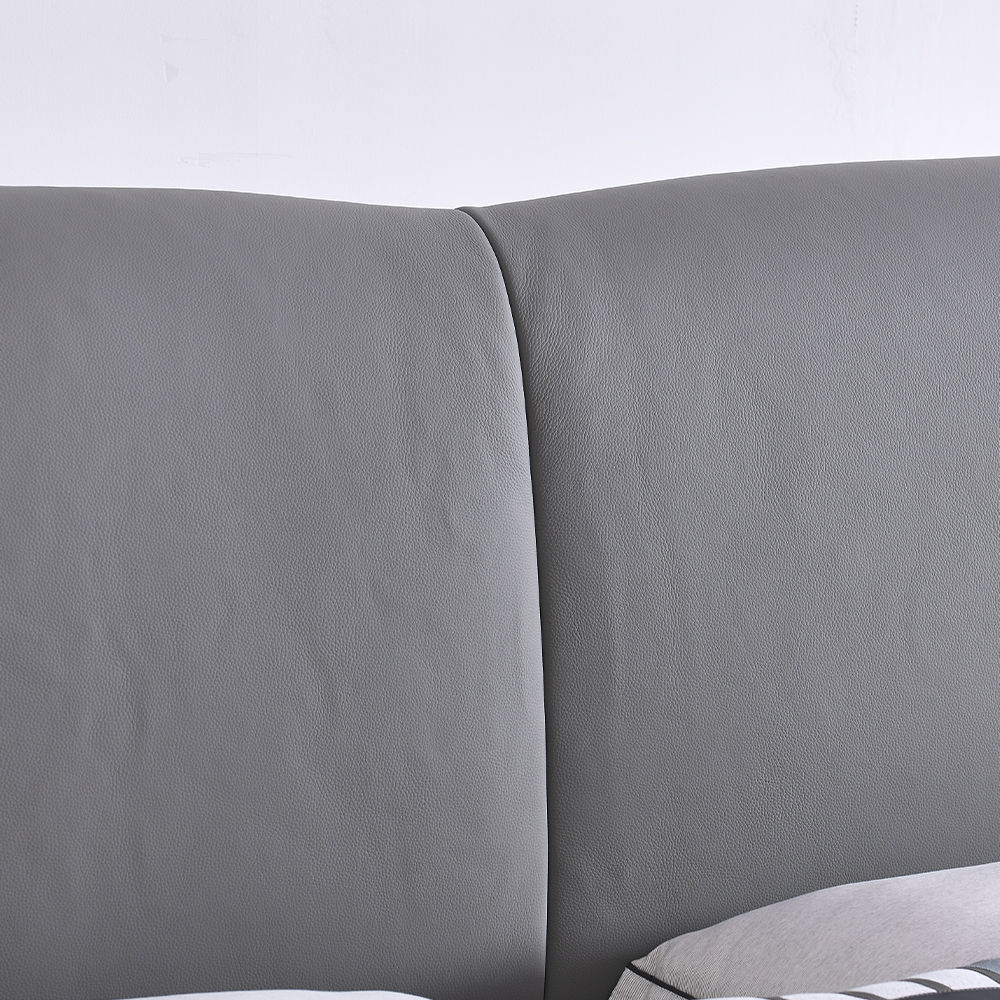 Partly Assemble Dark Gray Leather Beds