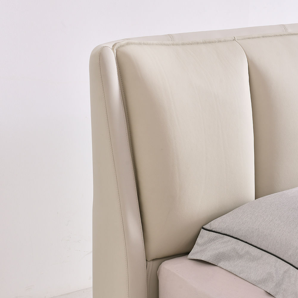 Partly Assemble Beige Leather Beds