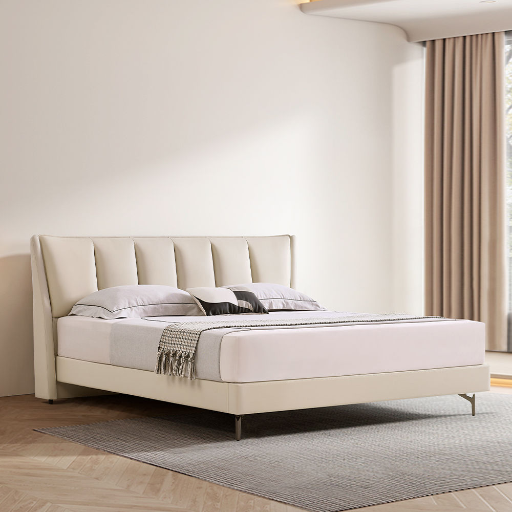 Leather Beige Leather Beds
