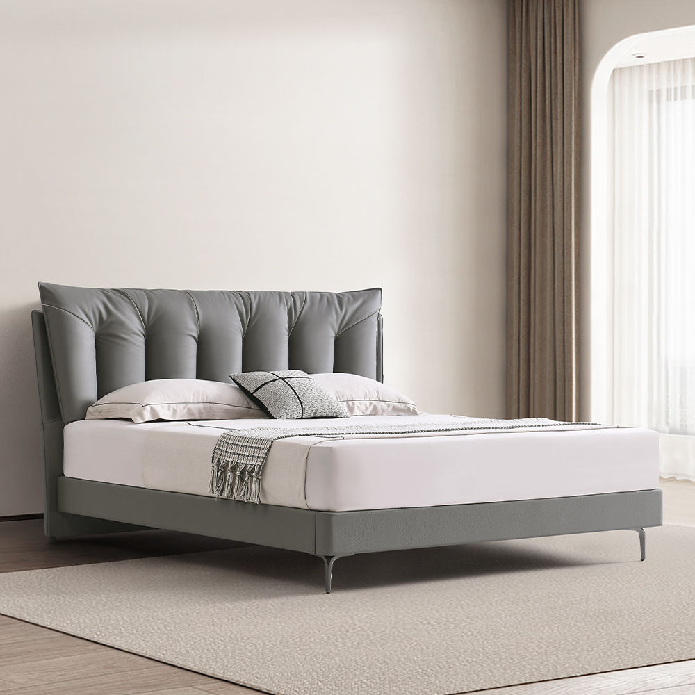 Modern Dark Gray Leather Beds