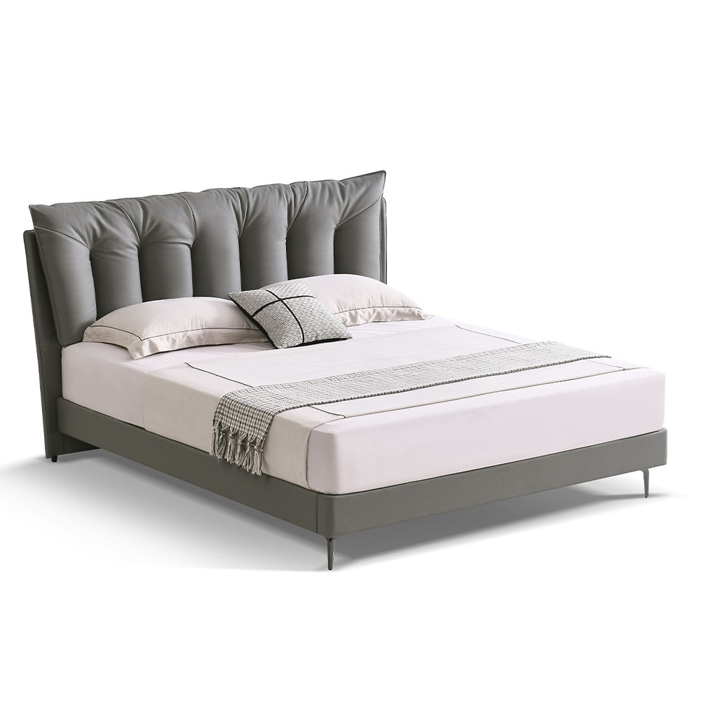Leather Dark Gray Leather Beds