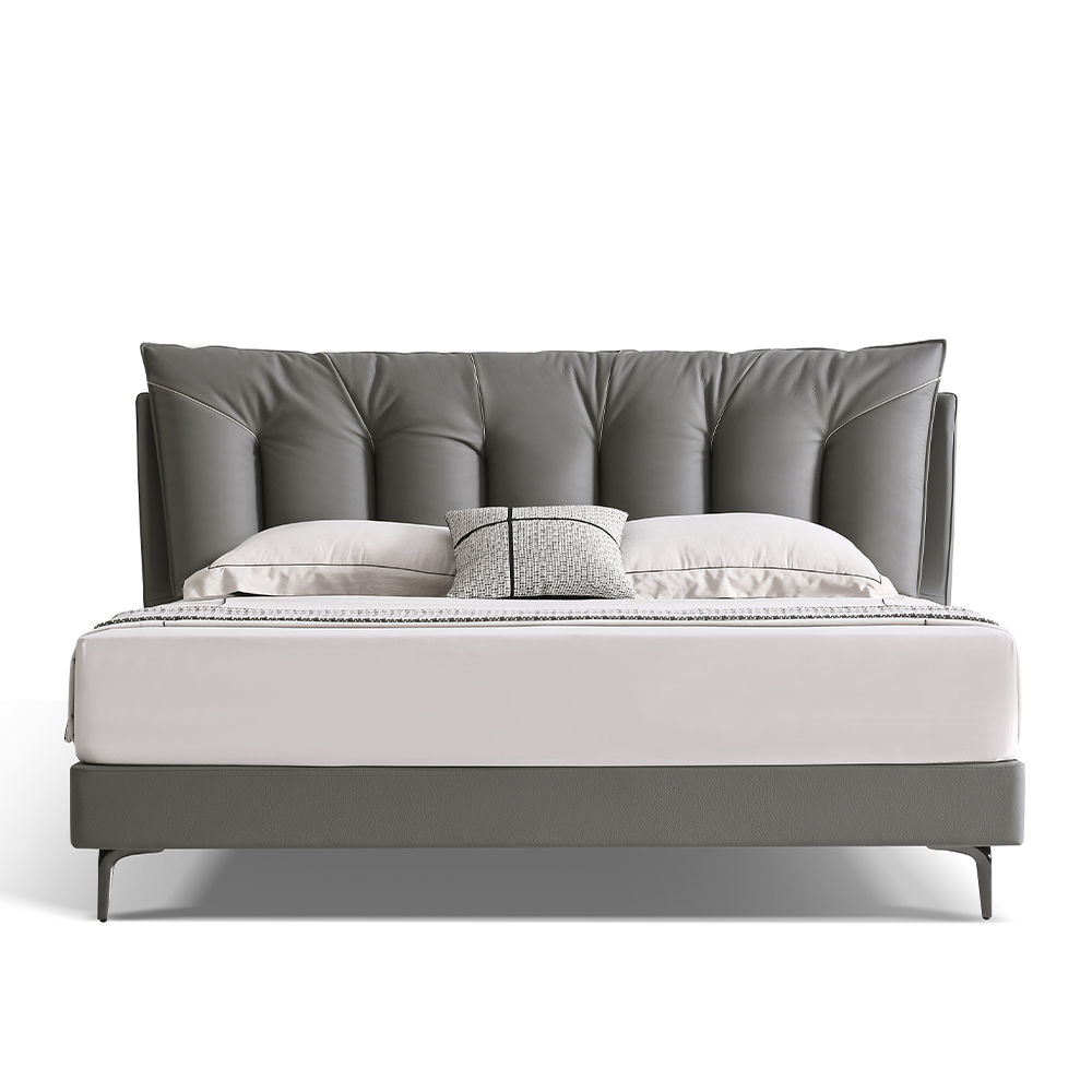 Leather Dark Gray Leather Beds