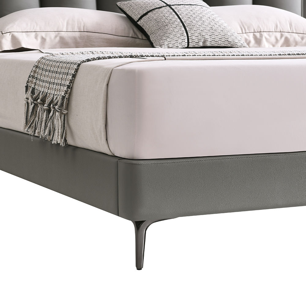 Leather Dark Gray Leather Beds