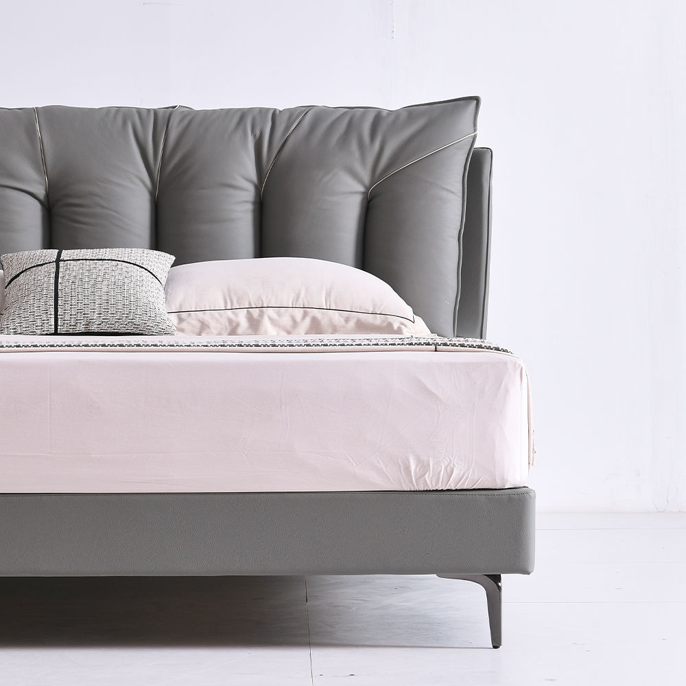 Modern Dark Gray Leather Beds