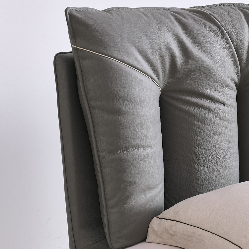 Leather Dark Gray Leather Beds