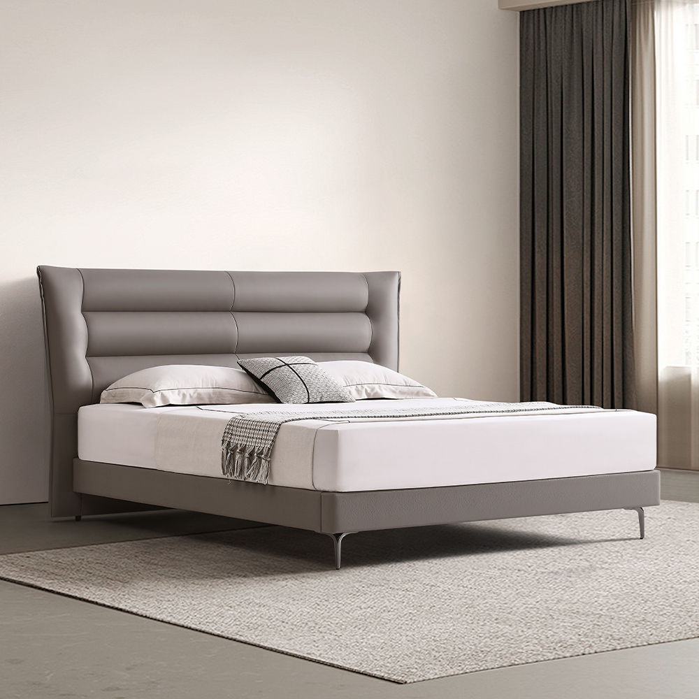 Modern Dark Gray Leather Beds
