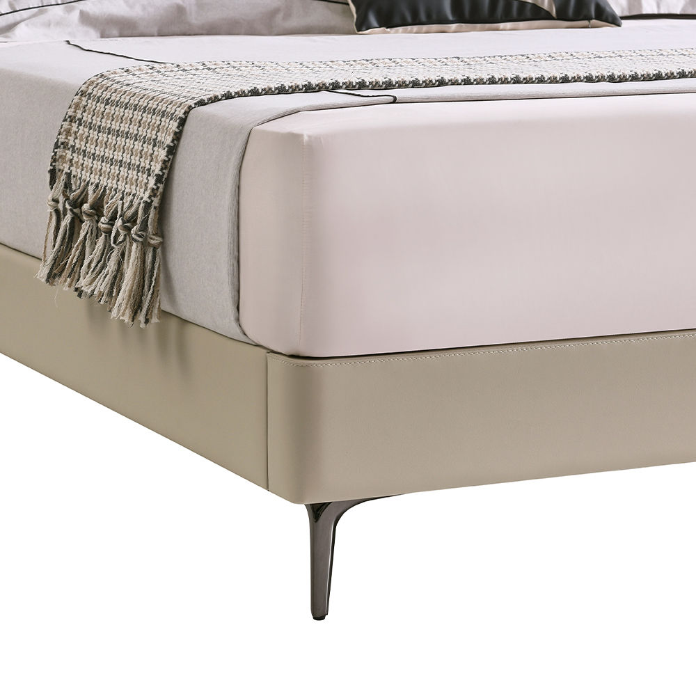 Modern Light Gray Leather Beds