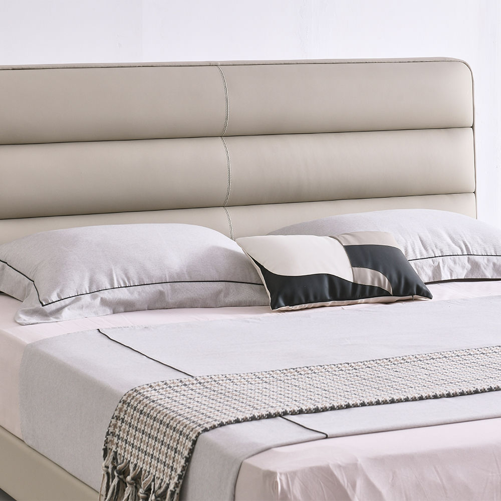 Modern Light Gray Leather Beds