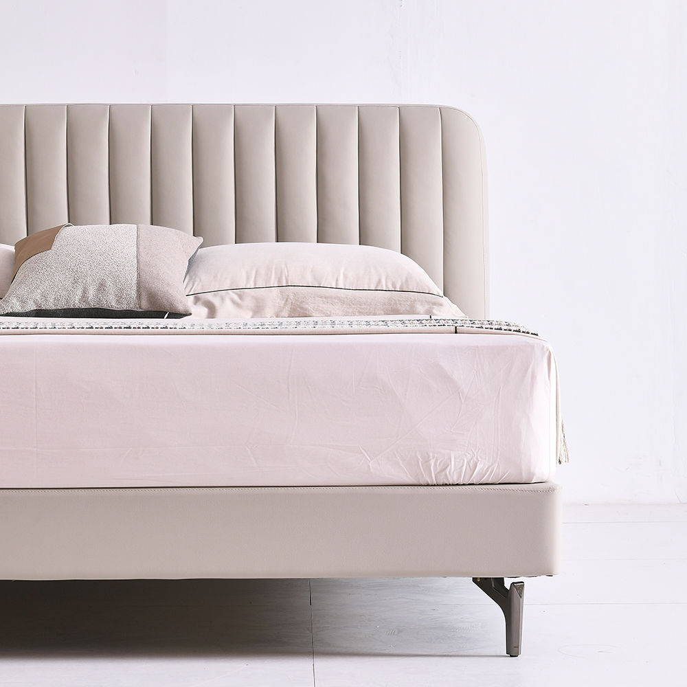 Leather Light Gray Leather Beds