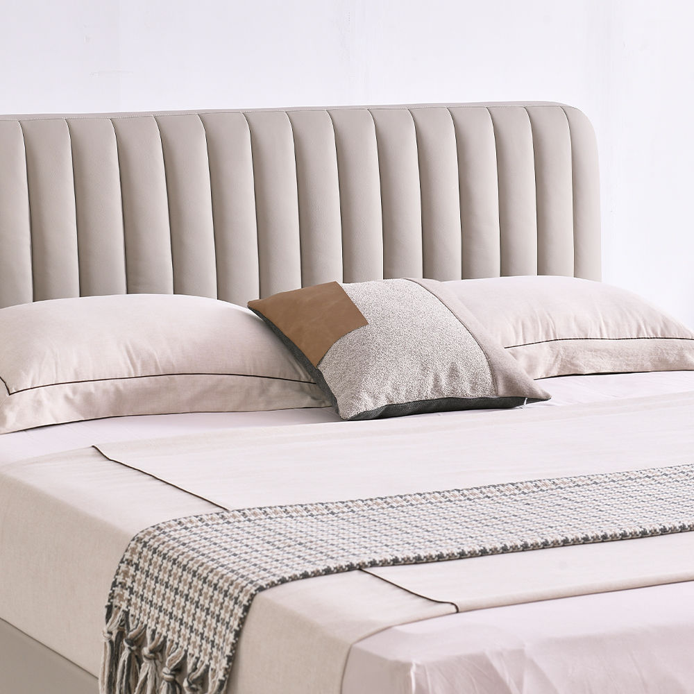 Modern Light Gray Leather Beds