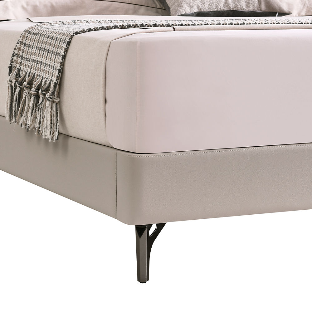 Leather Light Gray Leather Beds