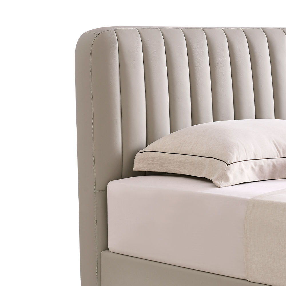Partly Assemble Light Gray Leather Beds
