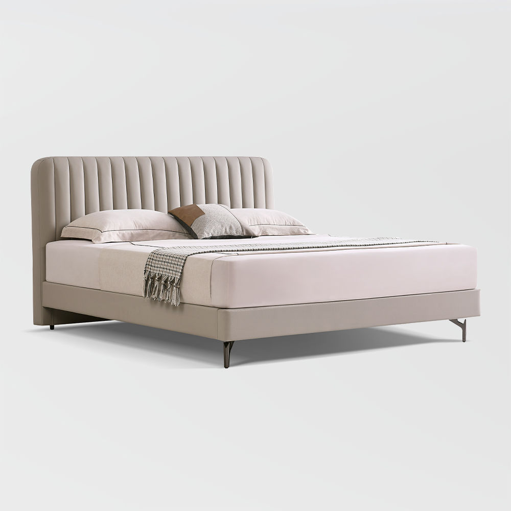 Leather Light Gray Leather Beds