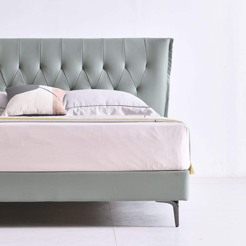 Leather Light Green Leather Beds