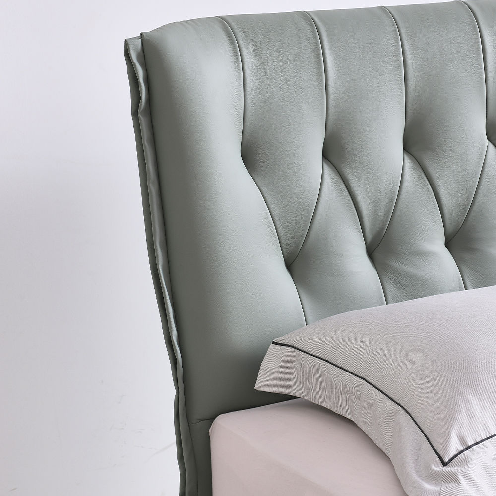 Leather Light Green Leather Beds