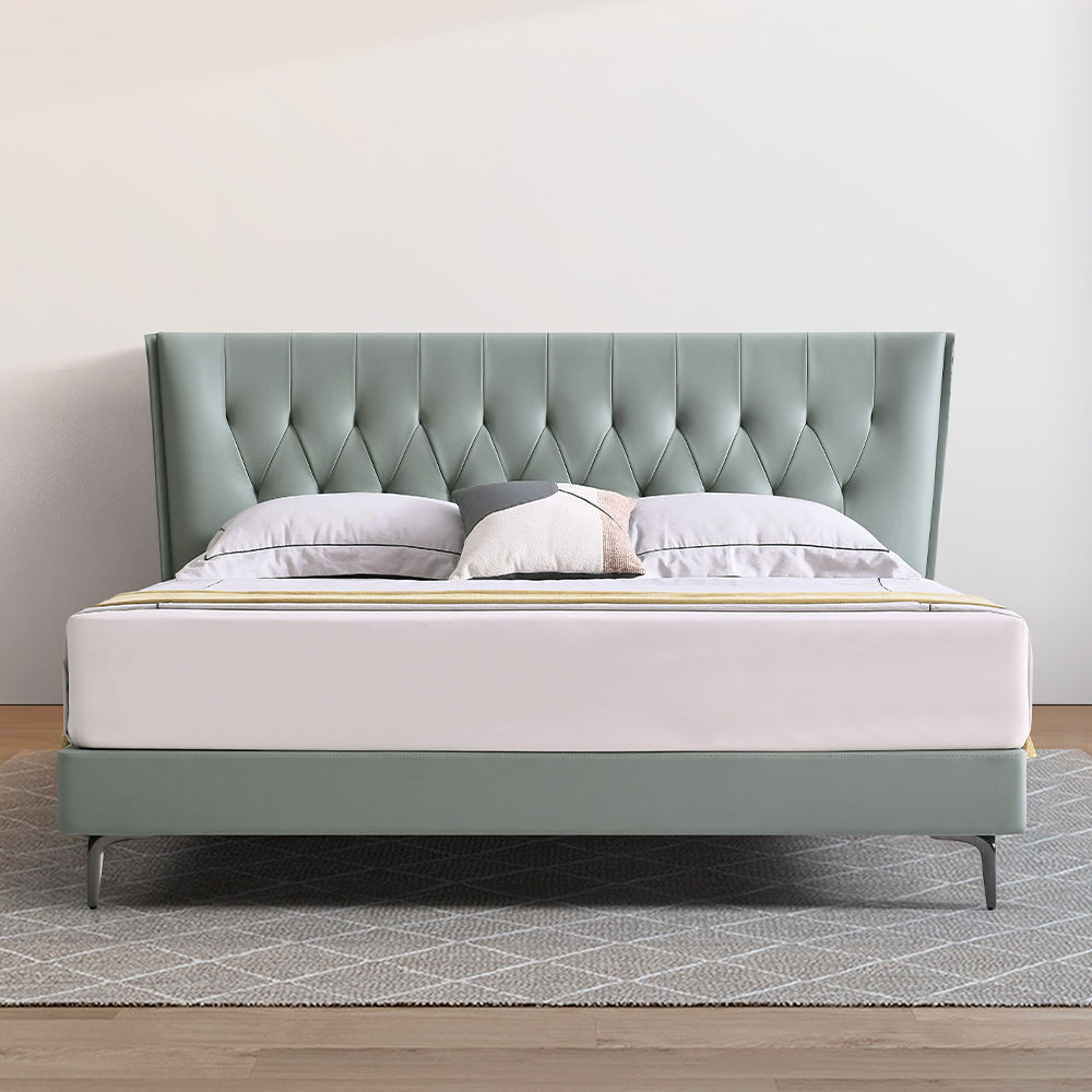 Modern Light Green Leather Beds