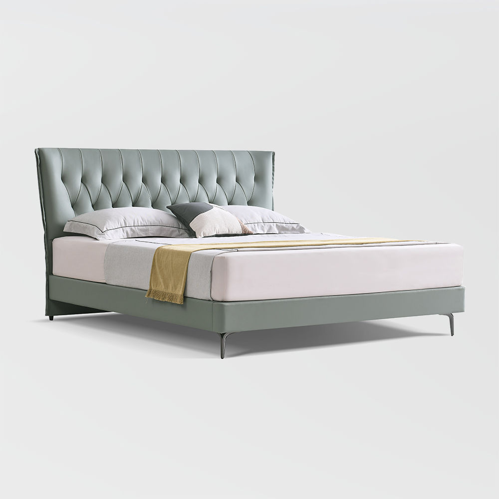 Leather Light Green Leather Beds