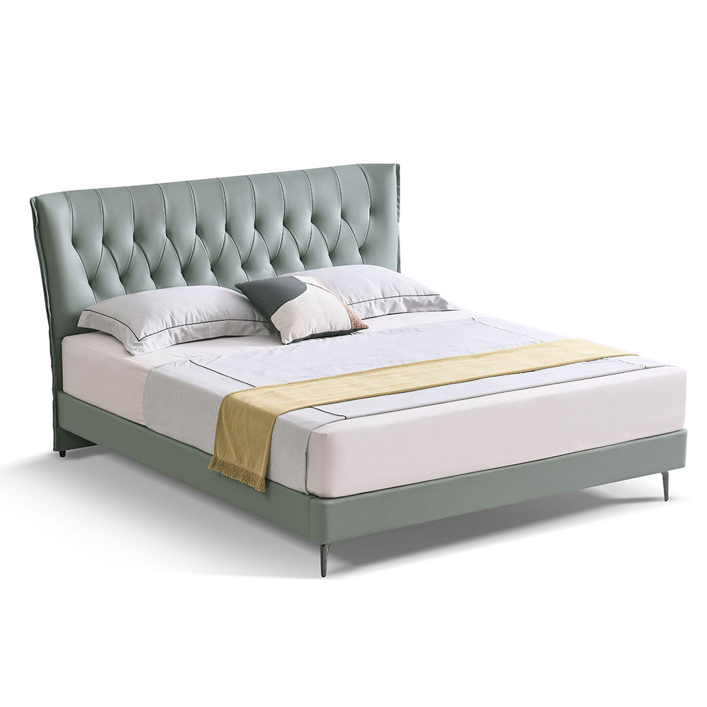 Modern Light Green Leather Beds