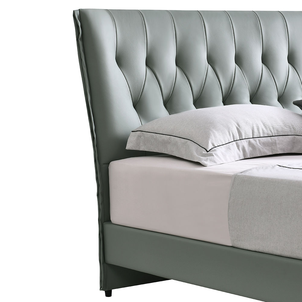 Partly Assemble Light Green Leather Beds