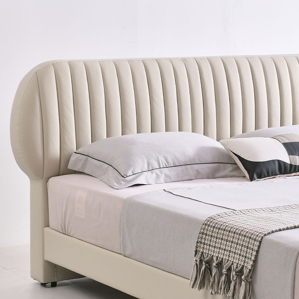 Leather Beige Leather Beds