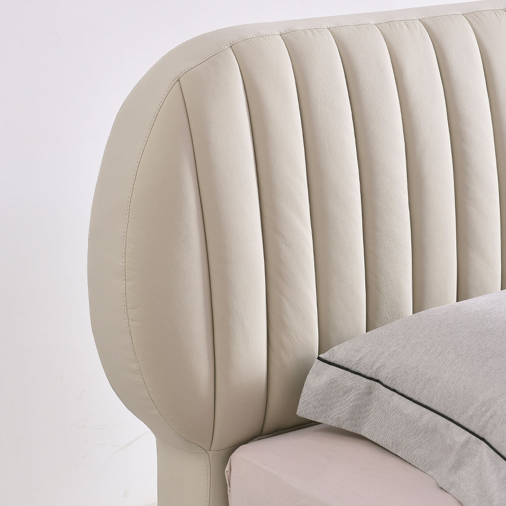 Partly Assemble Beige Leather Beds
