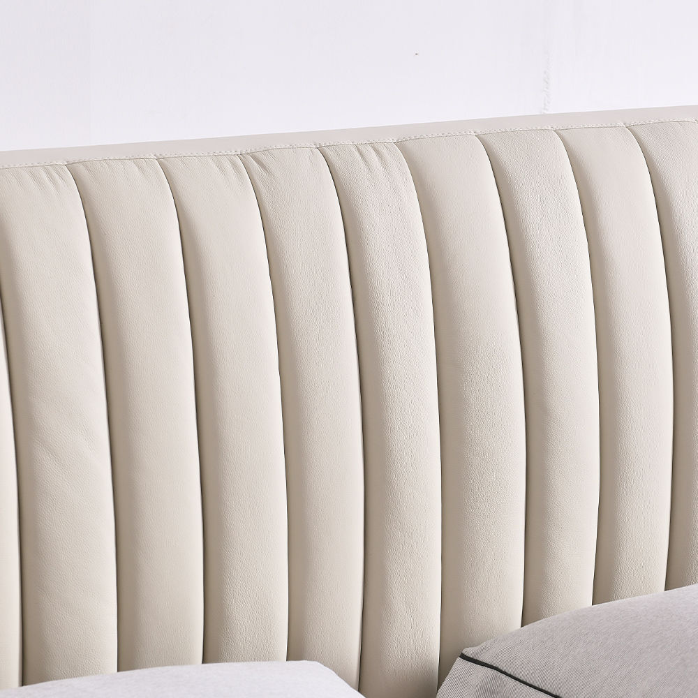 Modern Minimalist Beige Leather Beds