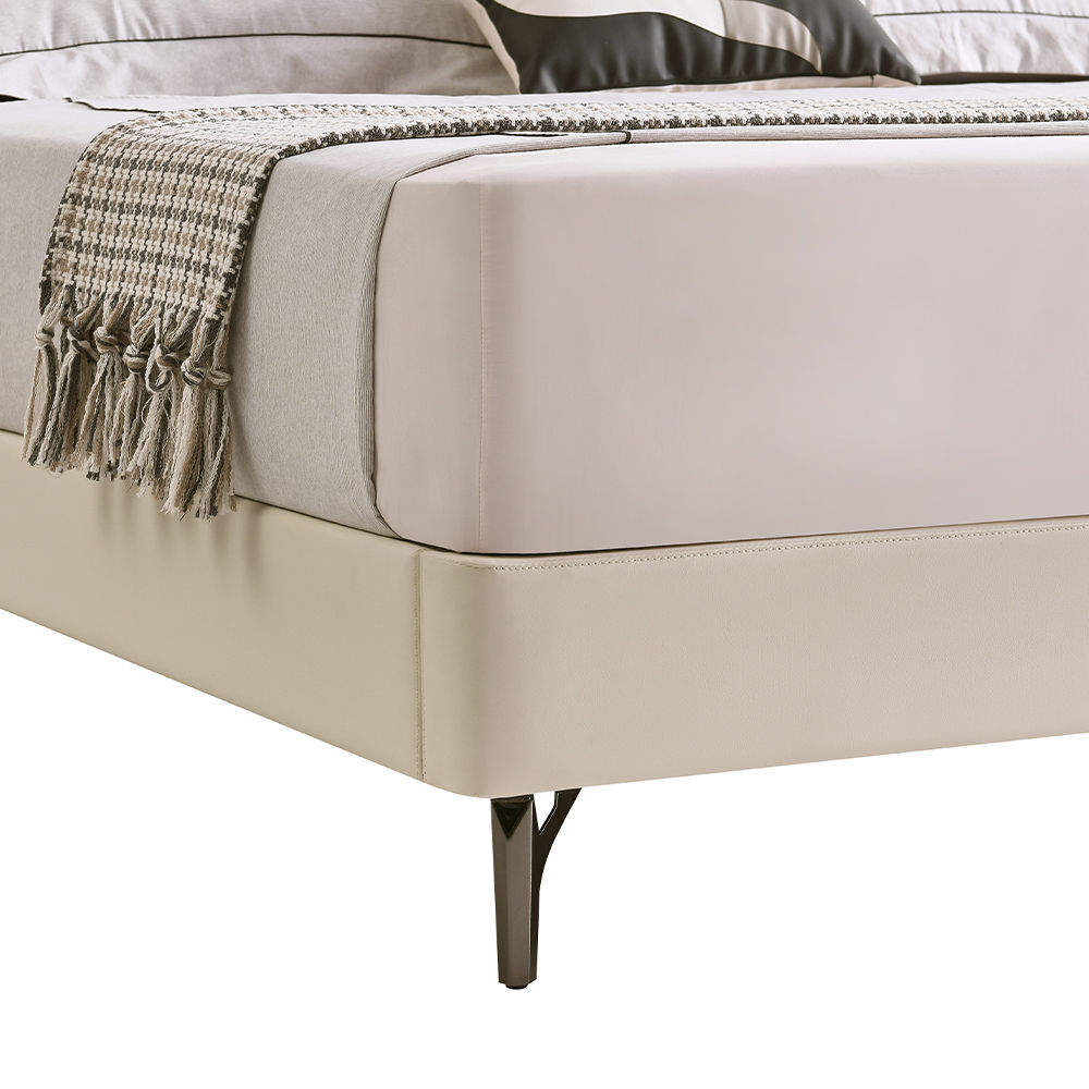 Leather Beige Leather Beds