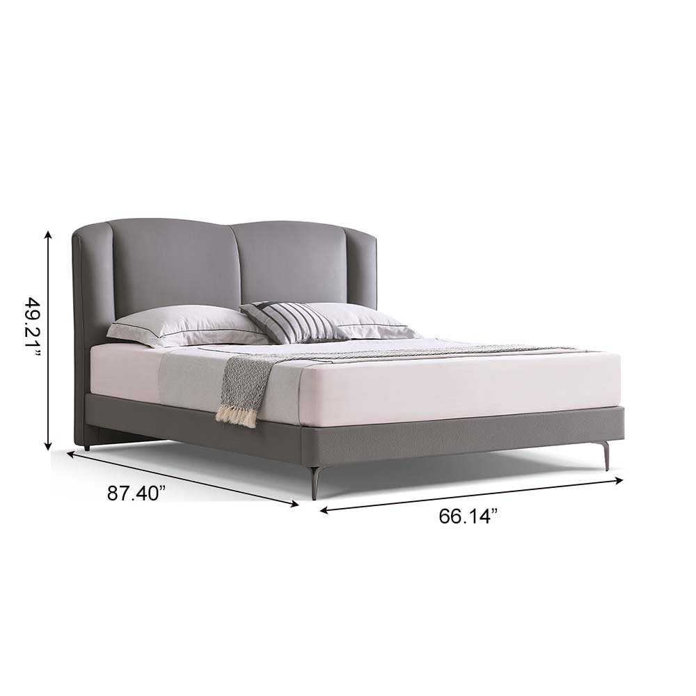 Partly Assemble Dark Gray Leather Beds