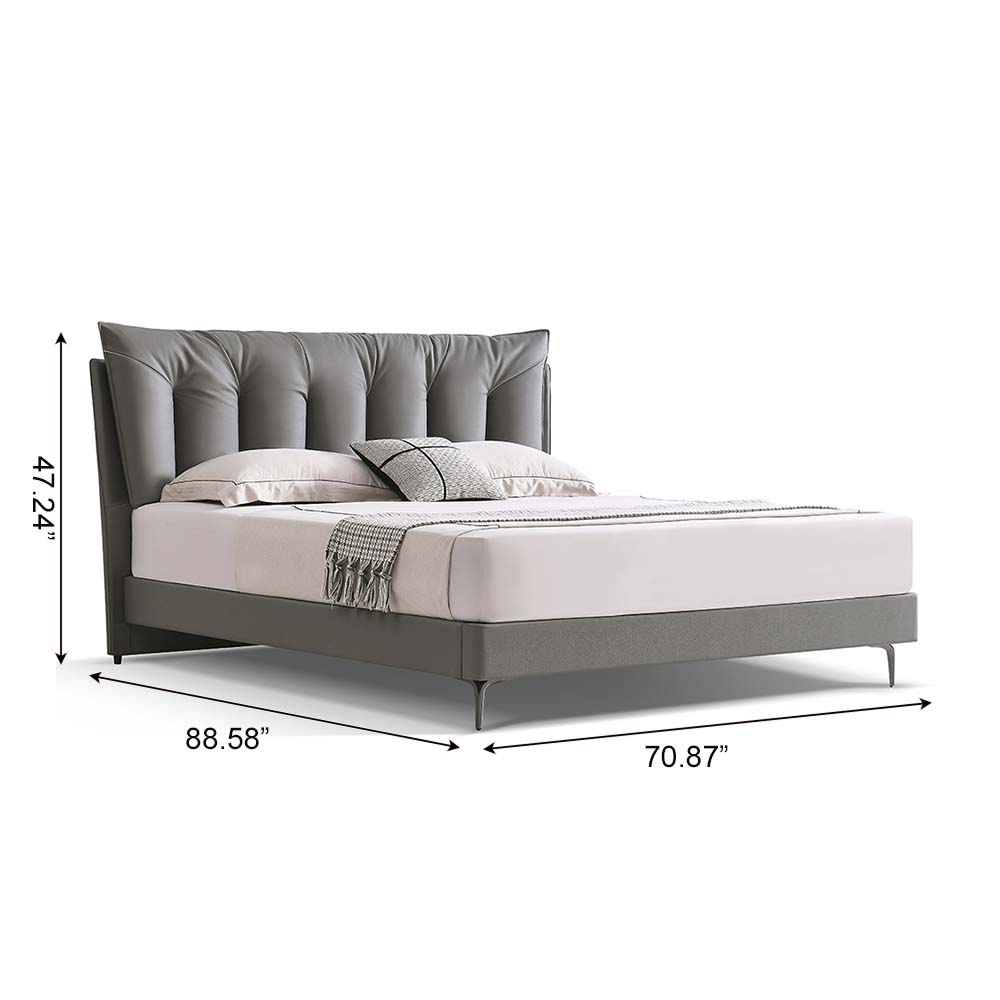 Partly Assemble Dark Gray Leather Beds