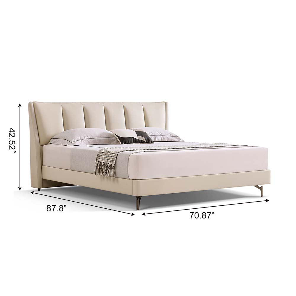 Partly Assemble Beige Leather Beds