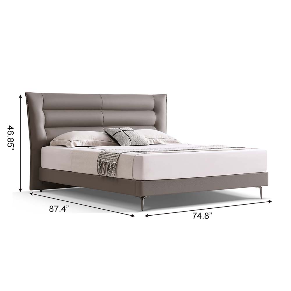 Partly Assemble Dark Gray Leather Beds