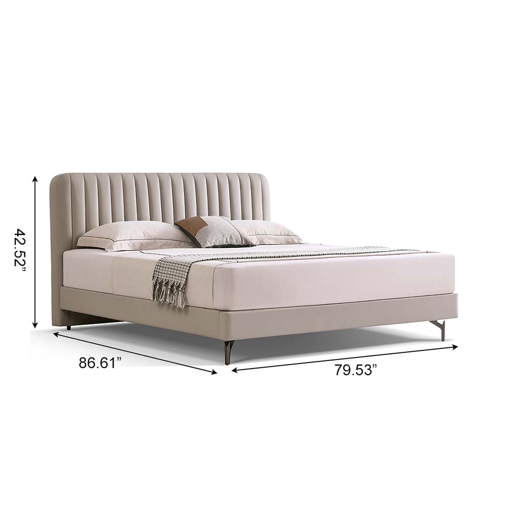 Partly Assemble Light Gray Leather Beds