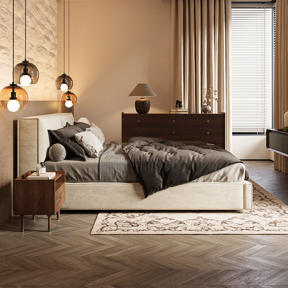Beige Fabric Beds