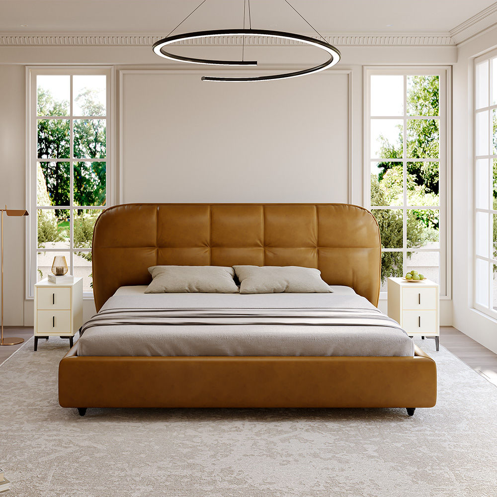 On the Ground Brown Leather Beds
