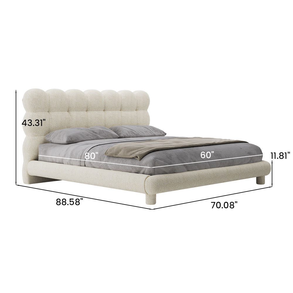 Fabric Beige Boucle Beds