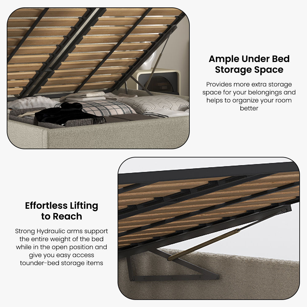 On the Ground Beige Boucle Beds
