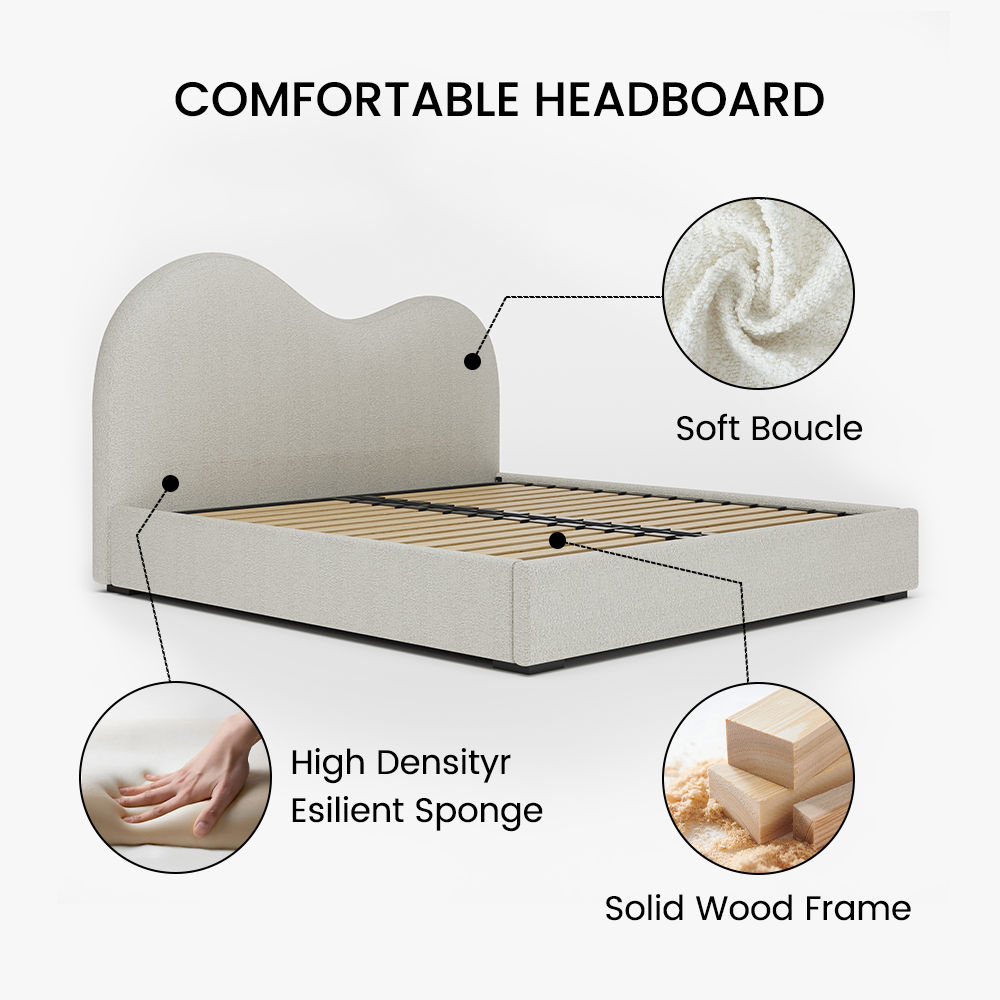 Pure Color Beige Boucle Beds
