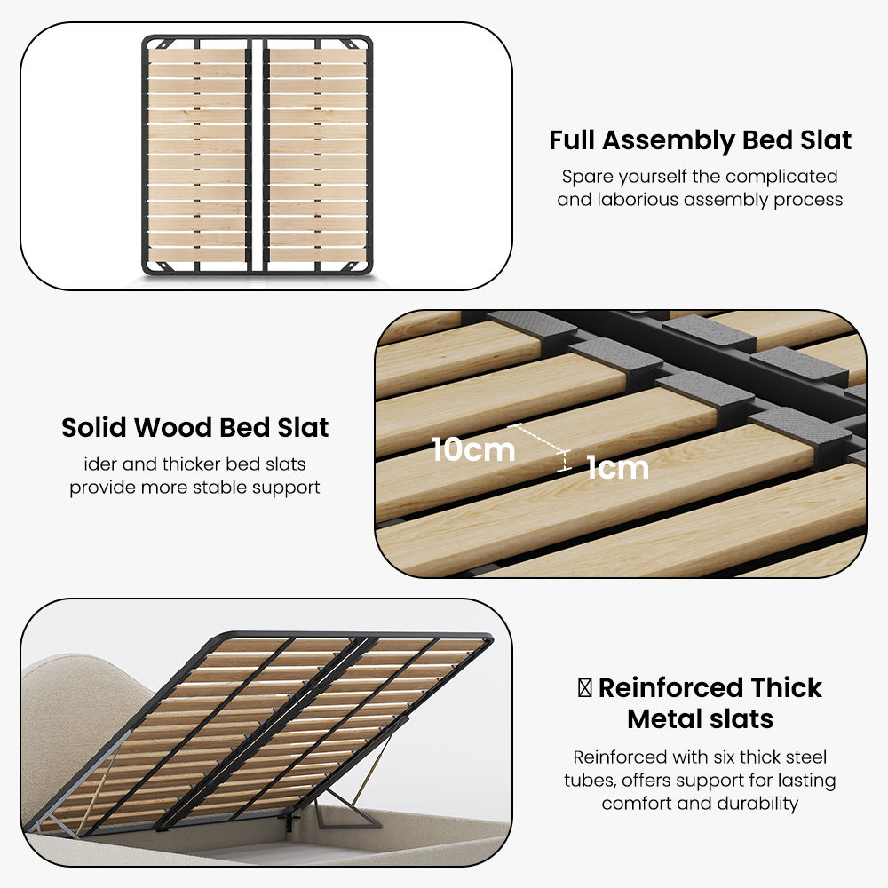 Partly Assemble Beige Boucle Beds