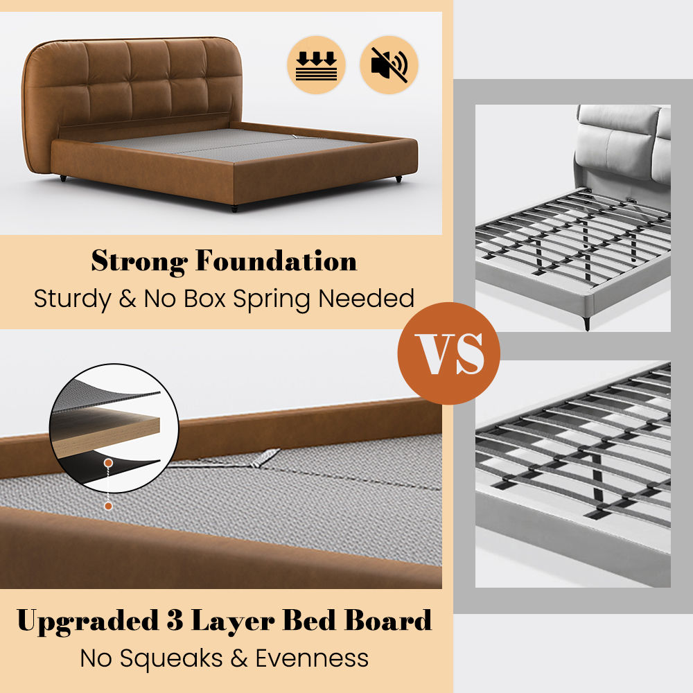 Partly Assemble Brown Leather Beds